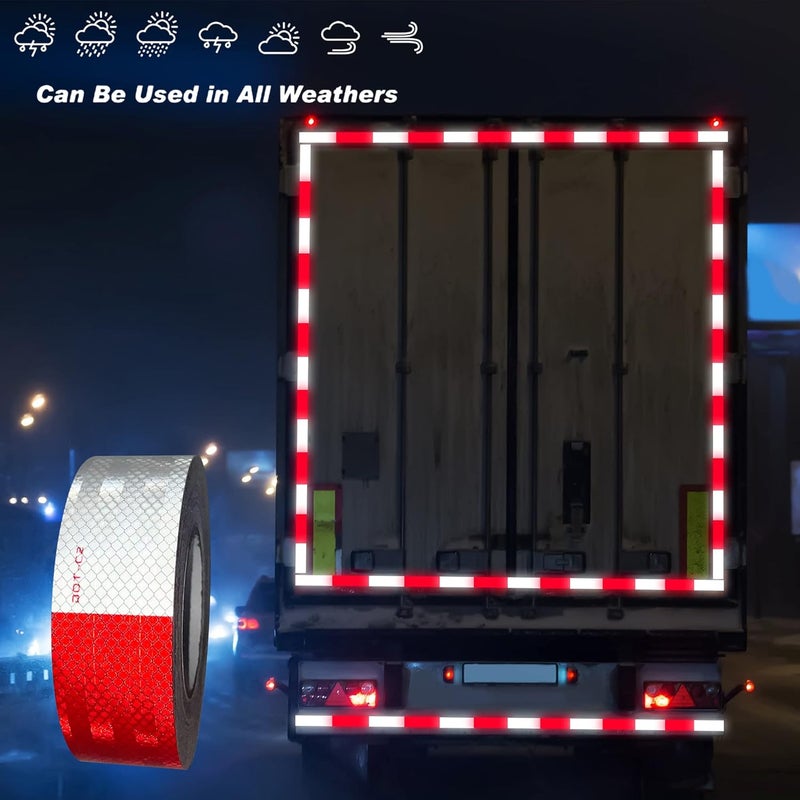 SWRT DOT-C2 Reflective Tape - 2 Inch x 100 Feet, Red & White, Waterproof, Strong Adhesive, Reflector Tape for Vehicles, Trailers, Boats & Signs - Image 3